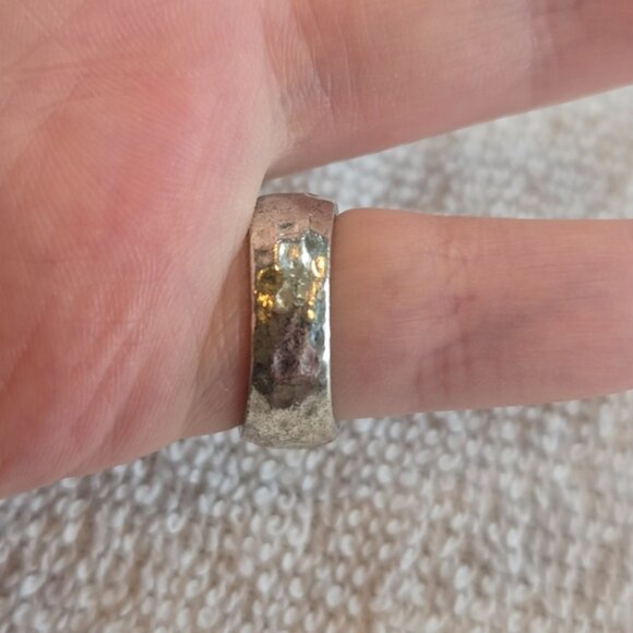 India 925 Hammered Silver Ring w/ Copper Accent Size 7 - Picture 3 of 7